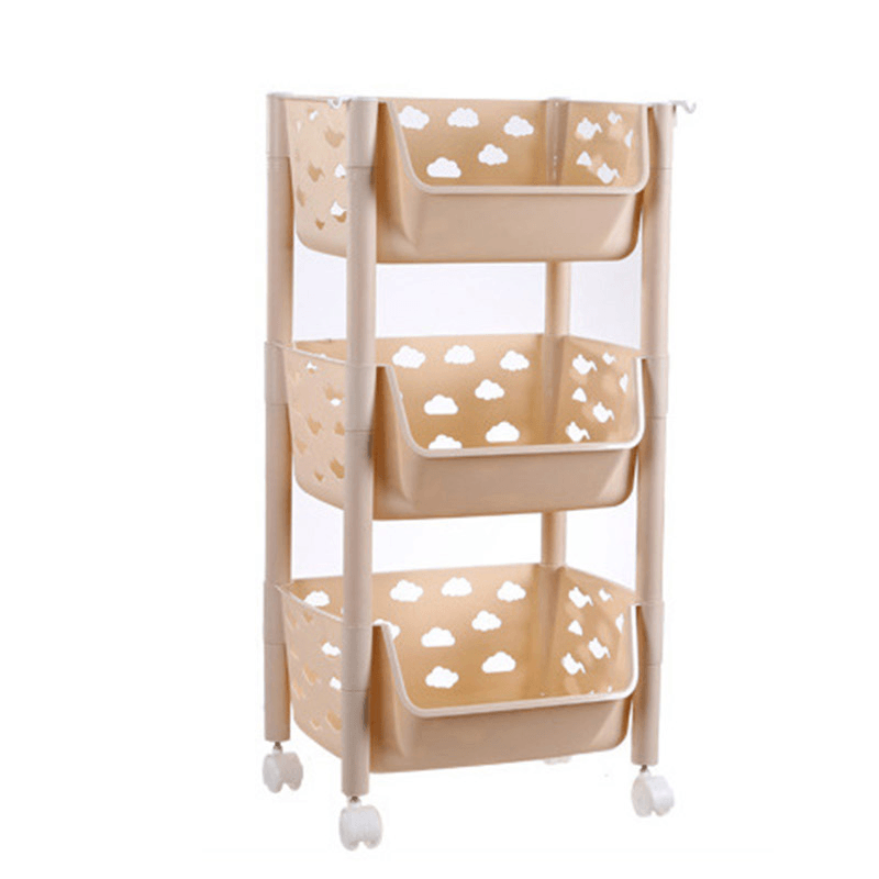 3/4 Tier Kitchen Vegetables Storage Trolley Cart Shelf Wheels Room Rack Stand