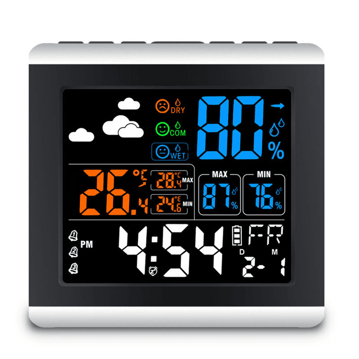 DC-005 Digital Wireless Colorful Screen Clock Weather Station Thermometer Hygrometer