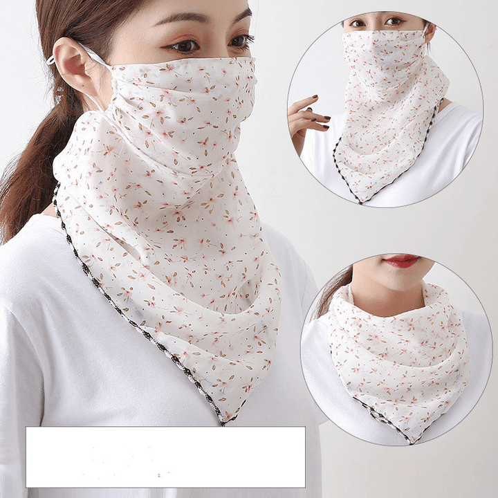 Fashion Printing Women'S Enlarged Neck Mask, Driving Sunshade and Sunscreen Mask