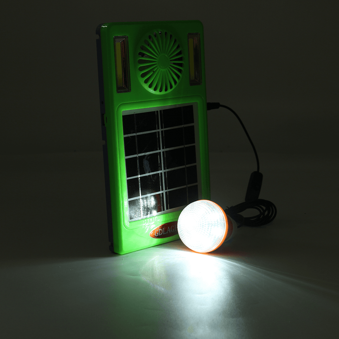 4-In-1 750Lm Camping Light COB Work Light Solar Power Panel Fan Power Bank EDC Outdoor Travel