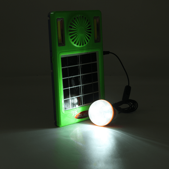 4-In-1 750Lm Camping Light COB Work Light Solar Power Panel Fan Power Bank EDC Outdoor Travel