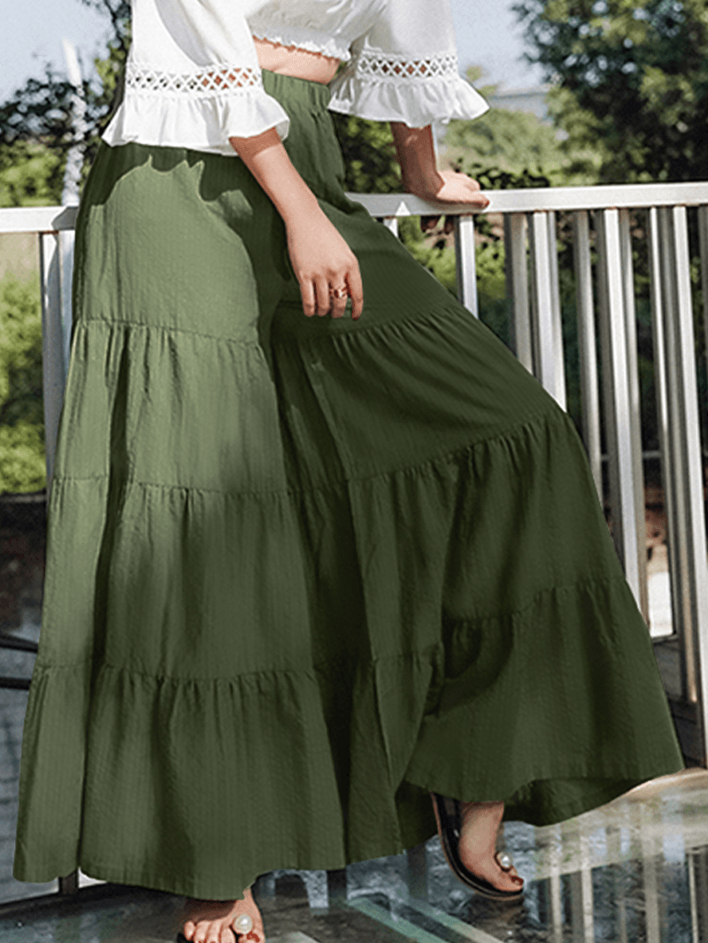 Women Flare Swing Wide Leg Pants Casual High Waist Culottes Skirt