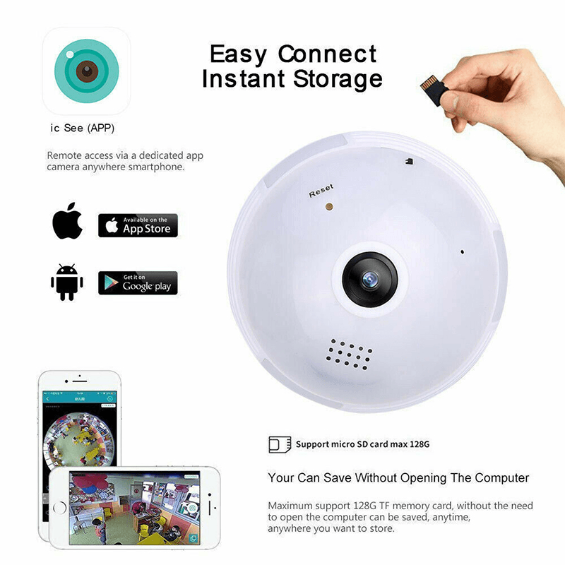 360¬∞ Panoramic Wifi 960P IP Camera Light Bulb Home Security Video Camera Led Cam Wireless CCTV Surveillance Fisheye Network Work with ICSEE APP