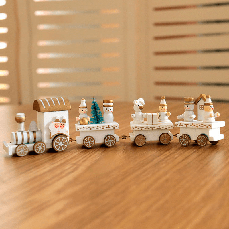 Christmas Wood Train Christmas Decorations Decor Innovative Gift for Children Diecasts Toy Vehic