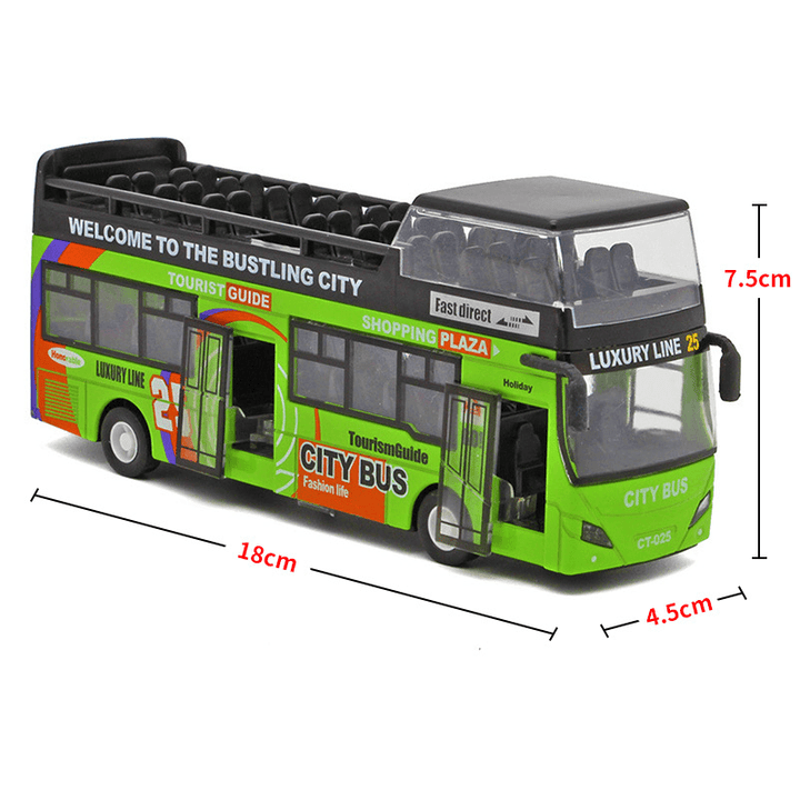 Urban Double-Decker Top Bus Bus Toy Sound and Light Pull Back Children'S Car