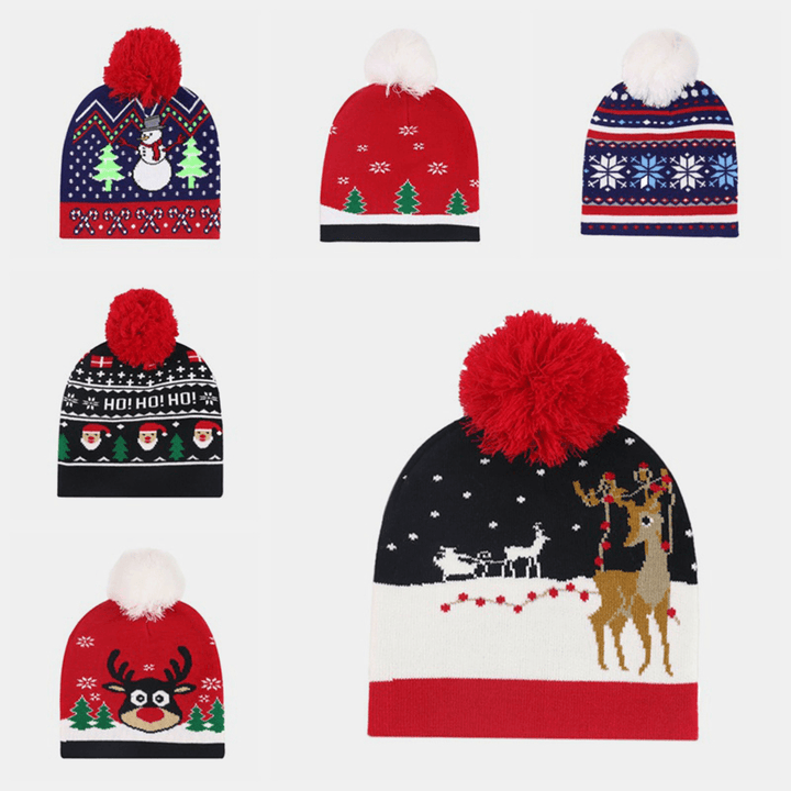 Christmas Knitted Jacquard Hat Unisex Warm Beanie Caps