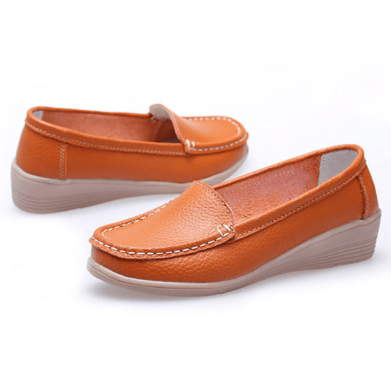 New Women Fashion Casual Breathable Comfortable Slip-On Wedge Heel Flat Shoes