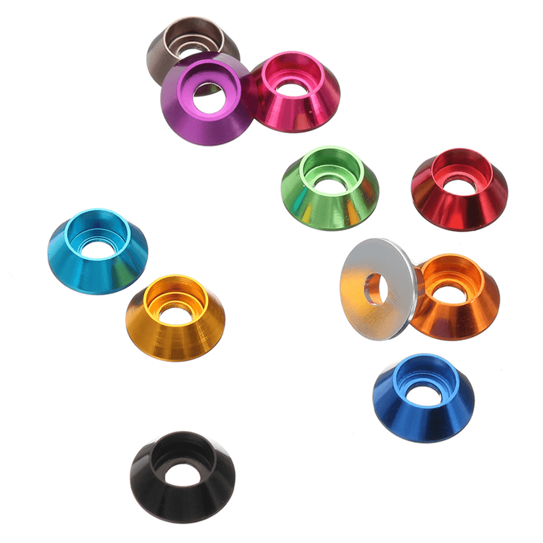 Suleve‚Ñ¢ M6AN1 10Pcs M6 Cup Head Hex Screw Gasket Washer Nuts Aluminum Alloy Multicolor