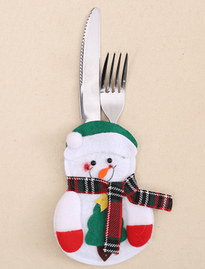 6PCS Christmas Santa Claus Tableware Holder Pocket Xmas Dinner Cutlery Bag Decor - MRSLM