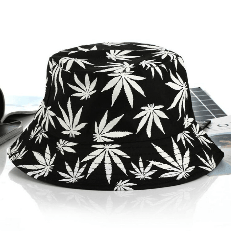 Hemp Leaf Fisherman Hat Cotton Maple Leaf Basin Hat Men and Women Fashion Fishing Hat Summer Outdoor Shade Sun Sat