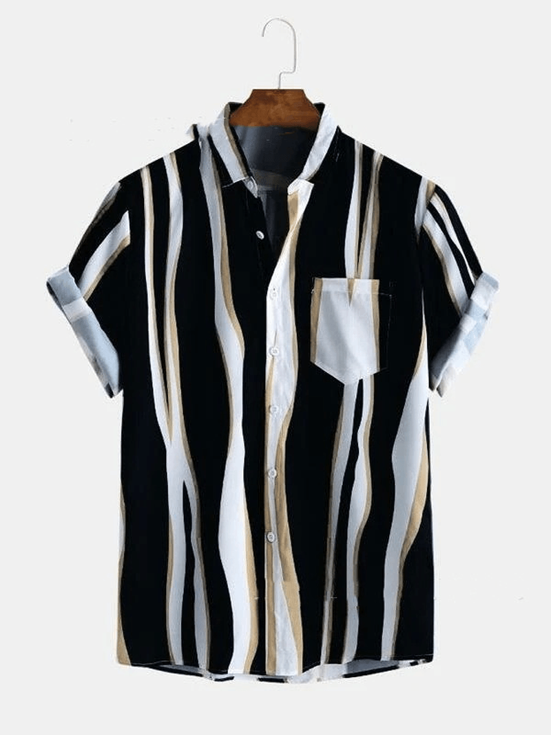 Men'S Printed Hawaiian Striped Shirt