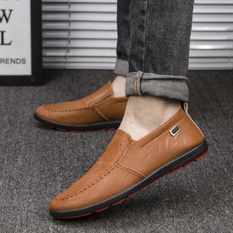 Menico Men Microfiber Leather Breathable Soft Sole Slip on Comfy Business Casual Shoes