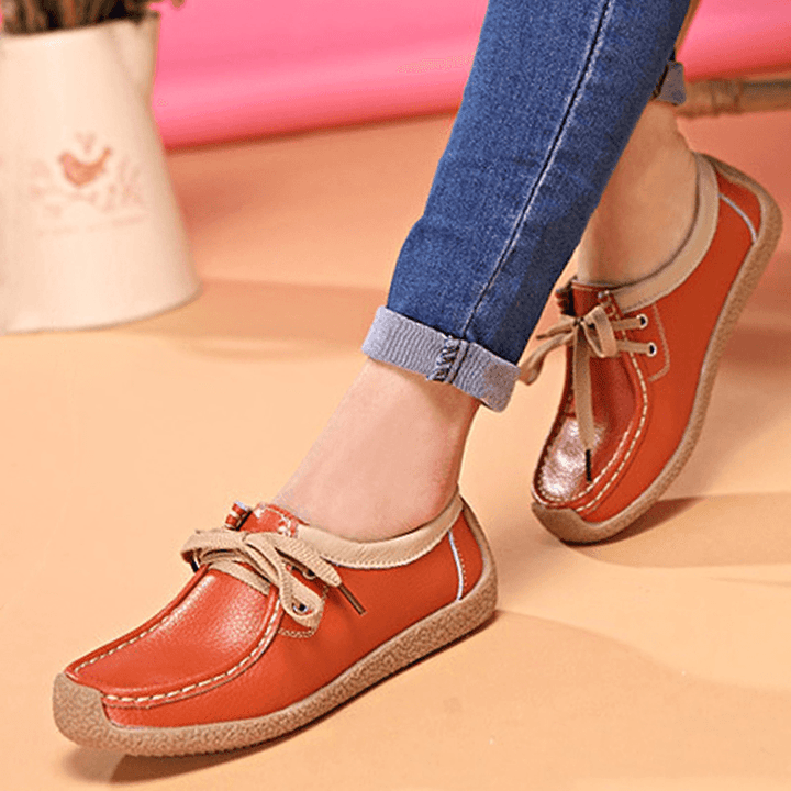 Breathable Walking Leather Flat Shoe