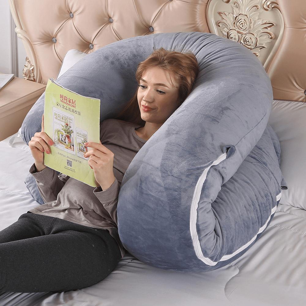 140 X 70Cm Full Body U Shape Pillow Soft Breathable Sleeping Support Pillow for Side Sleepers