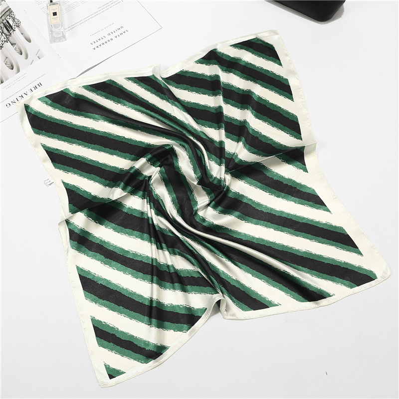 Color Blocking Striped Small Square Scarf