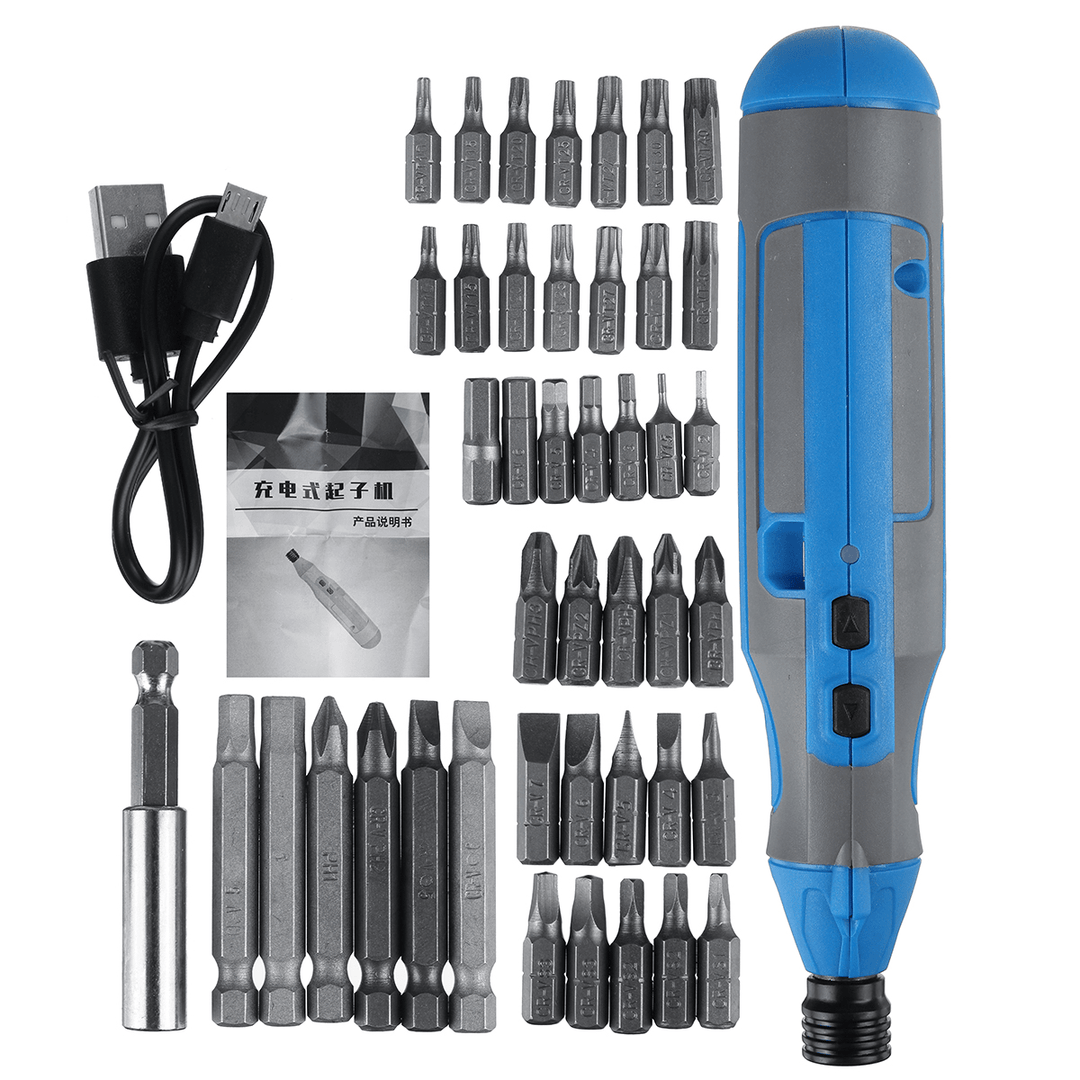 Mini Electric Screwdriver Cordless Rechargeable Power Screw Driver + 42Pcs Drill Bit Kit