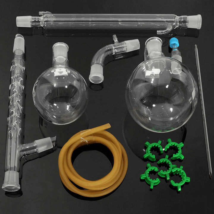 1000Ml 24/29 Glass Vacuum Distillation Extraction Distilling Apparatus Kit Lab Glassware Set