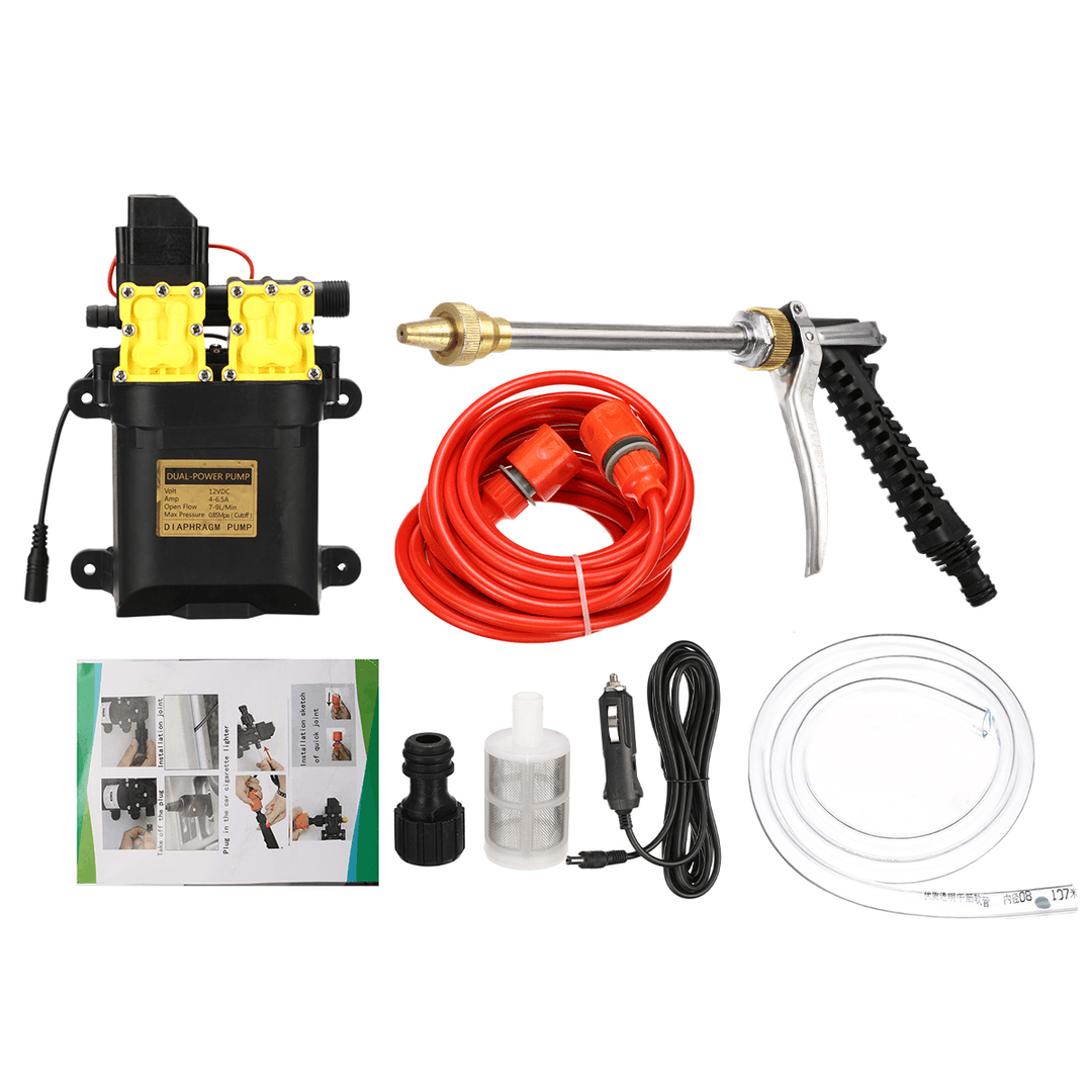 12V Portable High Pressure Washer Car Cleaner Water Wash Pump Sprayer Guns + 10M Tube - MRSLM