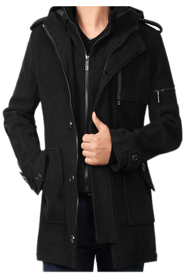 Men'S Winter Thick Windbreaker Mid-Length Slim Fit