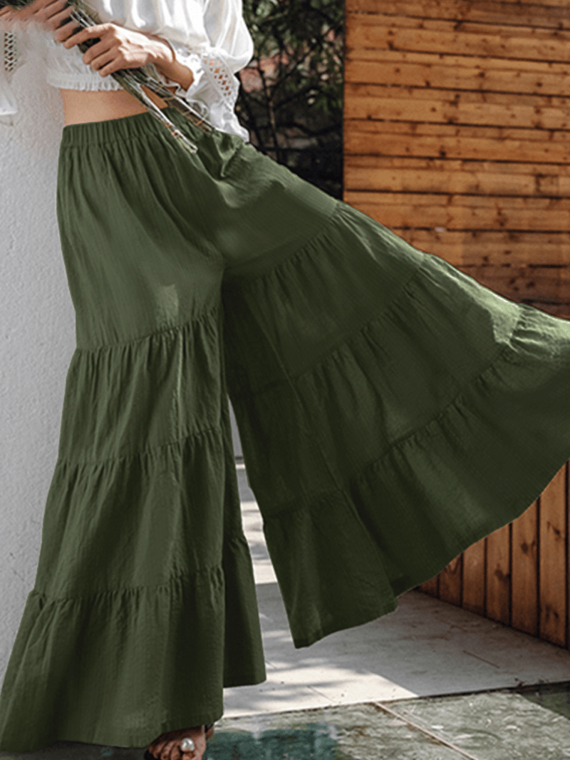 Women Flare Swing Wide Leg Pants Casual High Waist Culottes Skirt