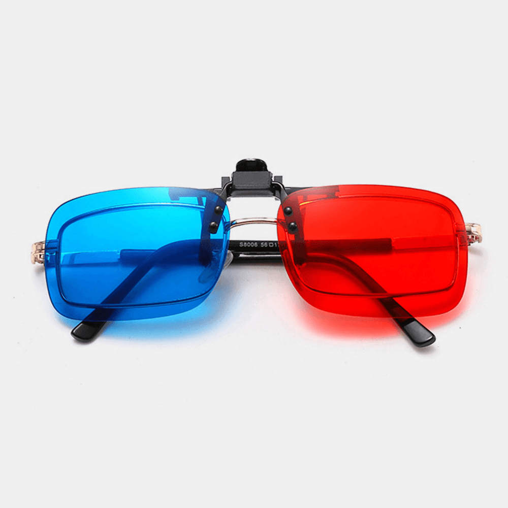 Unisex 3D Stereo Glasses Clip Lens Cinema Film Red and Blue Universal Glasses Lens with Case