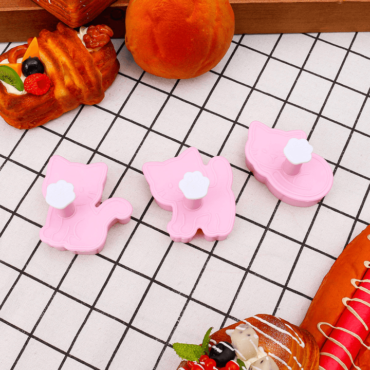 3Pcs/Set Cat Cookie Biscuit Plunger Cutter Fondant Cake Mold Baking Mould Kitchen Tools