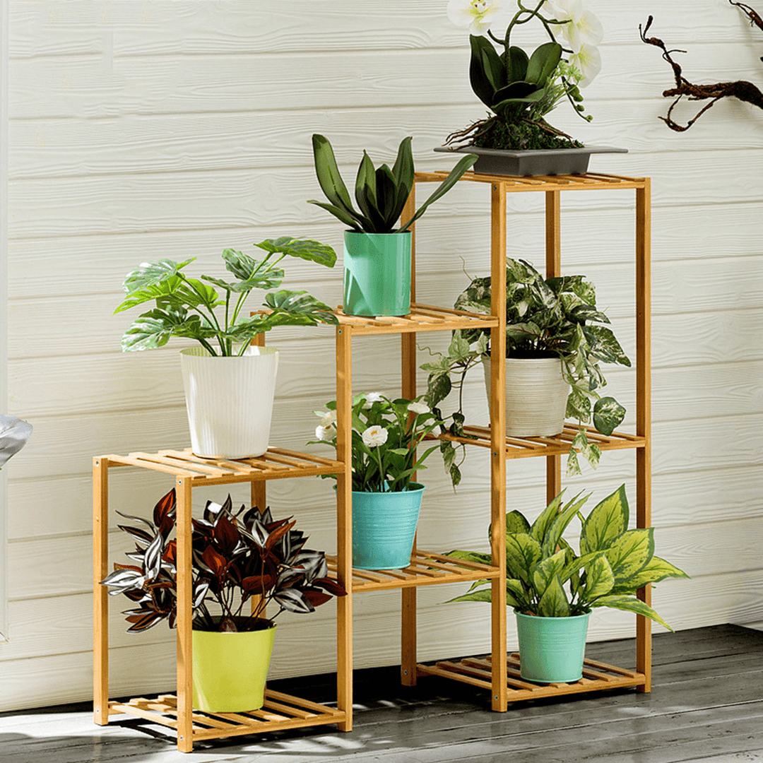 Multi-Layer Plant Shelve Floor-Standing Potted Plant Rack Thicken Batten Breathable Material for Garden Sets