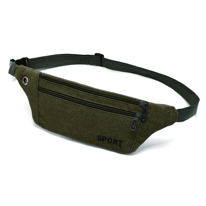 Unisex Canvas Waist Bag Waist Belt Bag Fanny Pack Hip Pouch Travel Sports Phone Pocket - MRSLM