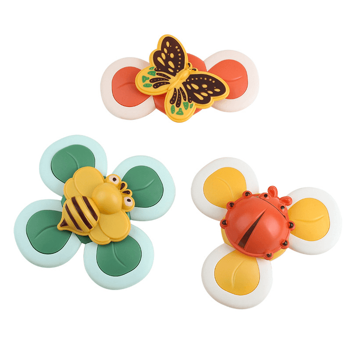 Baby Cartoon Spinning Sucker Finger Rotating Toy Three-Color Insect Animal Sucker That Can Rotate