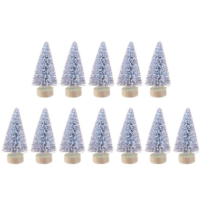 12 Pcs Mini Christmas Tree Sisal Silk Cedar Decor Small Christmas Tree Gold Silver Blue Green White Mini Christmas Tree