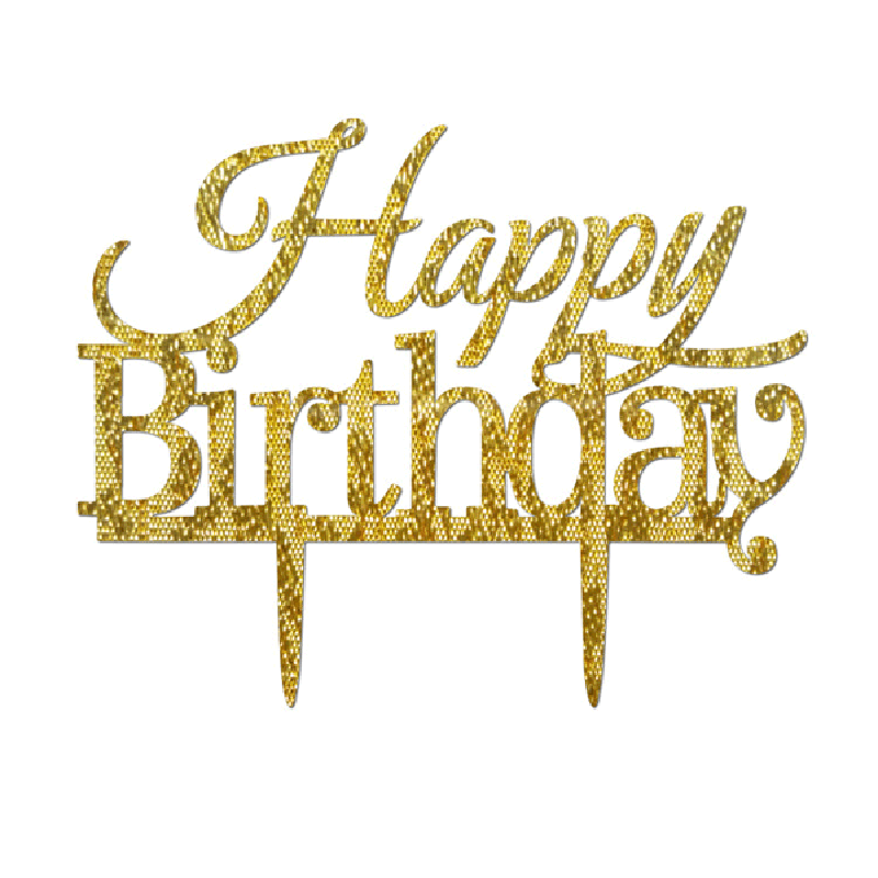 Honana CF-CT03 Happy Birthday Acrylic Cake Topper Golden Shining Party Cake Decoration - MRSLM