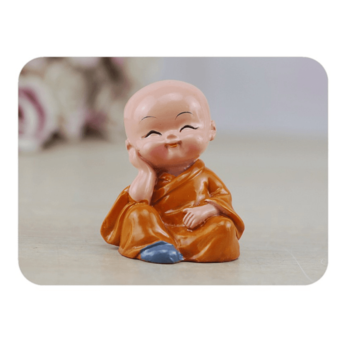 4PCS Auto Ornaments Micro Landscape Figurine Dolls Resin Small Statue Monk Statues Resin Car Desk Shelf Decorations