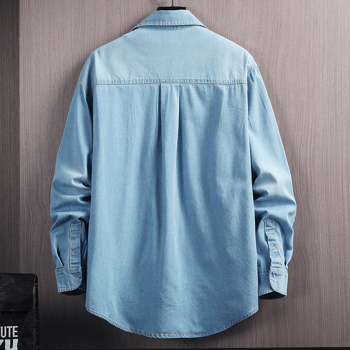 Men'S Loose Long Sleeve Denim Shirt