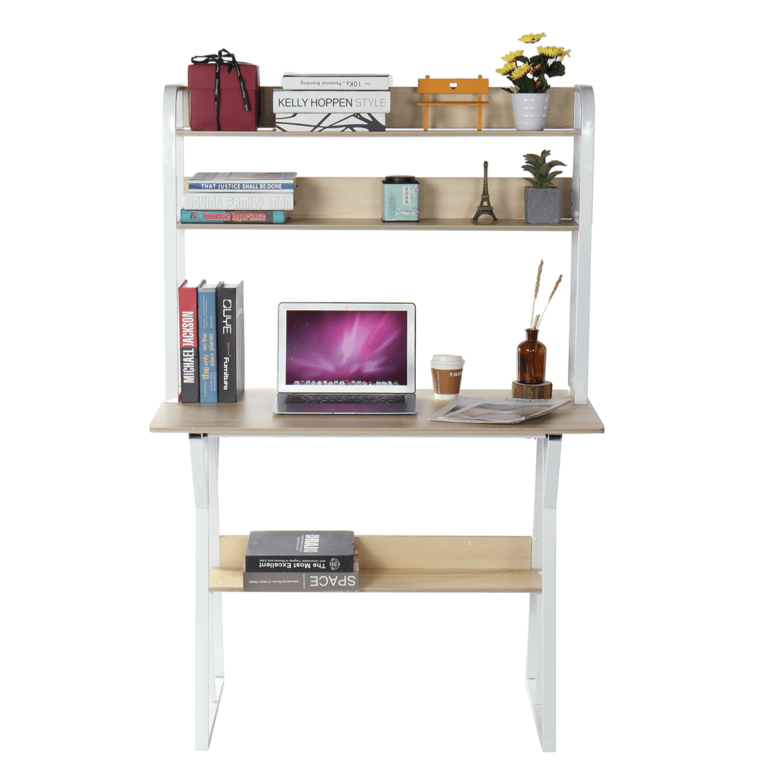 2 in 1 Computer Desk Storage Shelf Modren Student Writing Study Table Office Workstation Home Laptop Desk Bookshelf - MRSLM