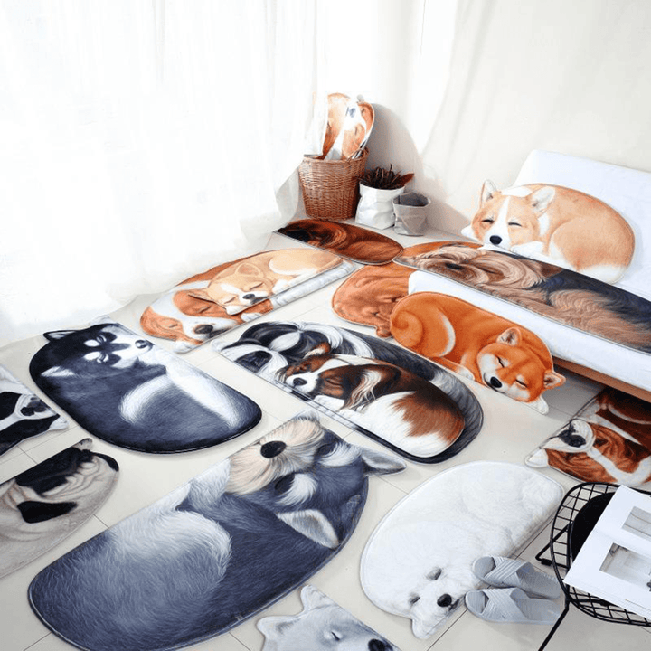 3D Cute Dog Pattern Doormat Indoor Print Door Mat Suedel Floor Rugs