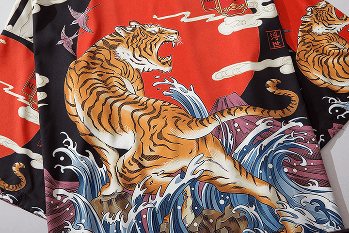 Japanese Ukiyo-E Robe Costume Tiger Print Kimono