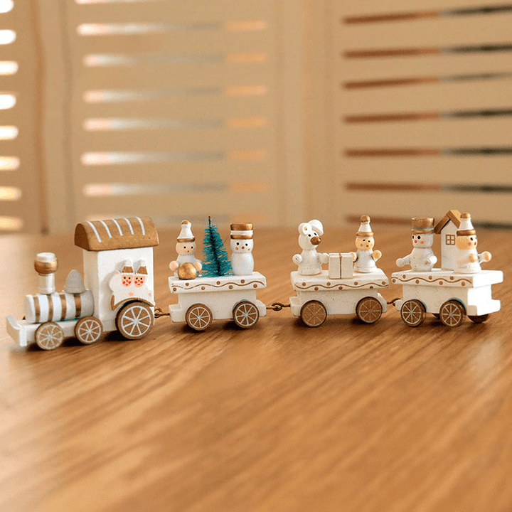 Christmas Wood Train Christmas Decorations Decor Innovative Gift for Children Diecasts Toy Vehic - MRSLM