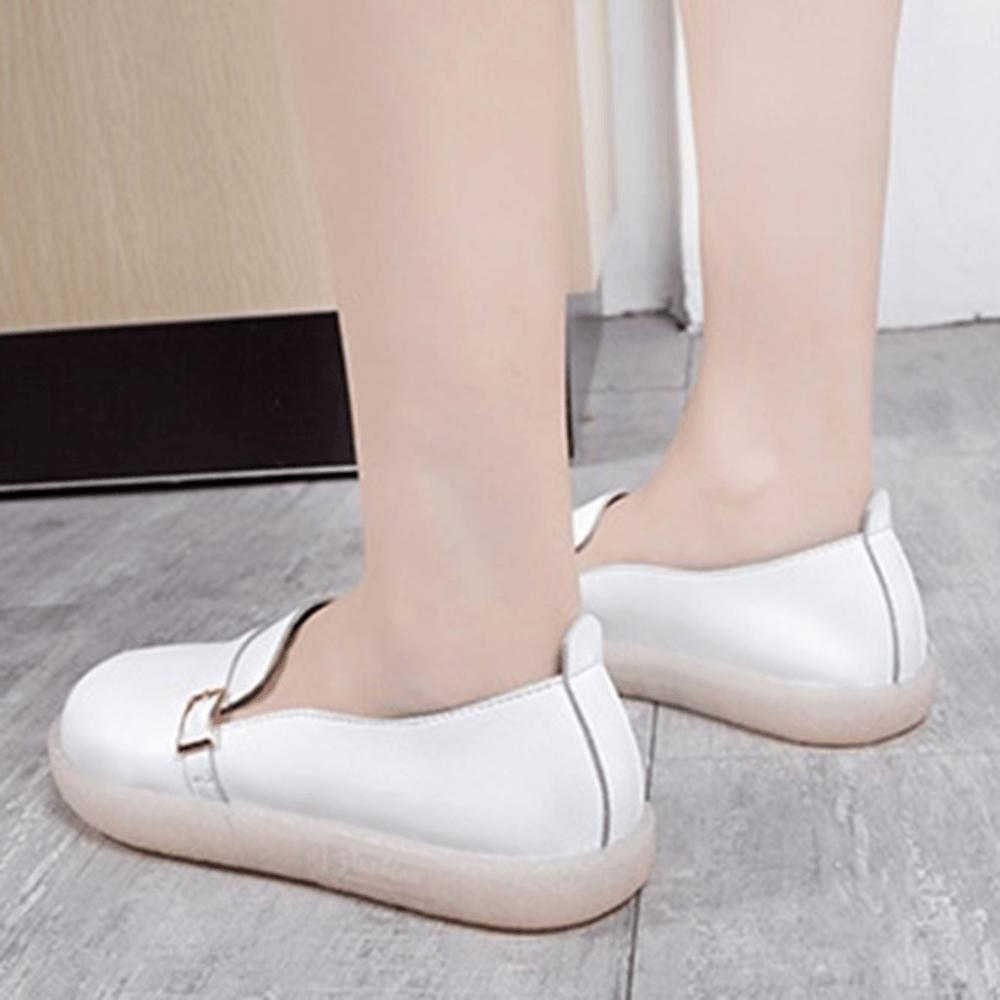 Women Lightweight Buckle Solid Color Soft Slip on Casual Comfy Flats