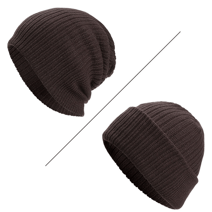 Men Winter Thicken Brimless Knitted Hat Slouch Beanie Caps