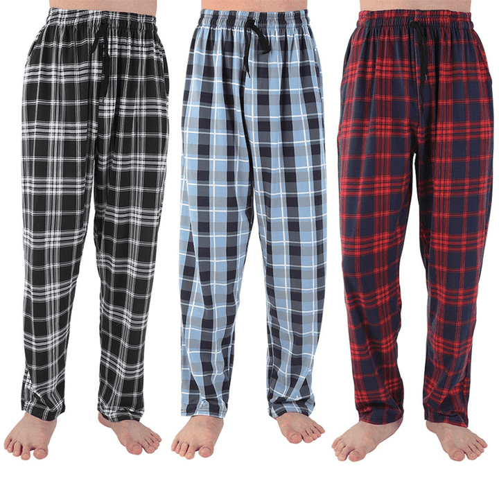 Men'S Check Cotton Sleep Bottoms