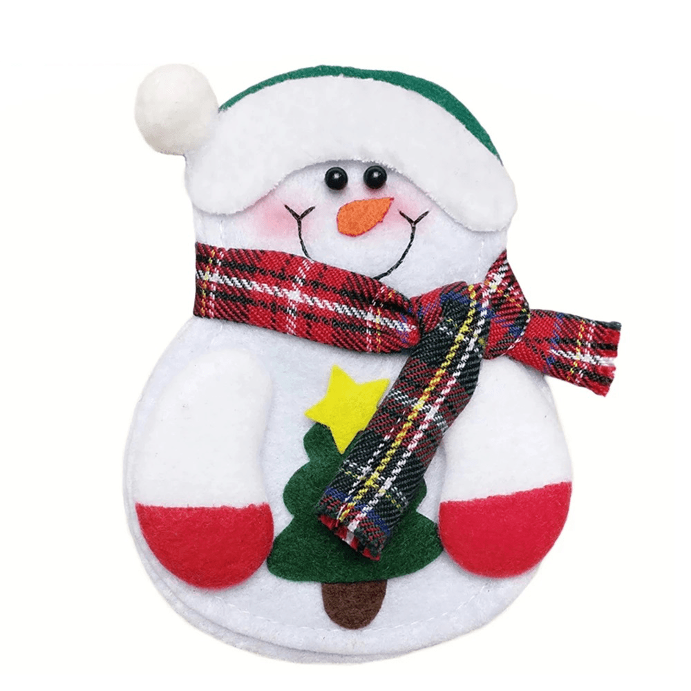 8Pcs Christmas Decor Snowman Kitchen Tableware Holder Bag Party Gift Xmas Ornament for Home Kitchen Table