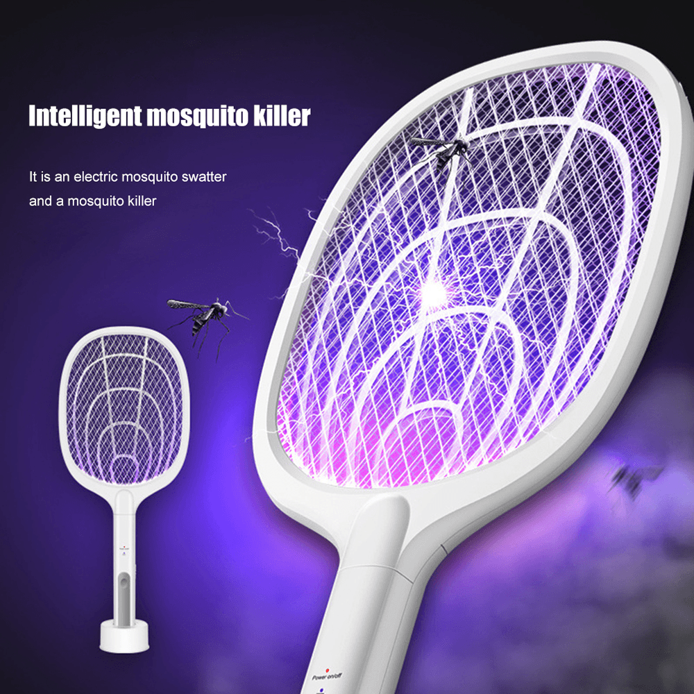 2 in 1 Portable Mosquitos Killer Pest Control 3000V Bug Racket Fly Swatter Safety Mosquito Killer Lamp for Indoor Outdoor