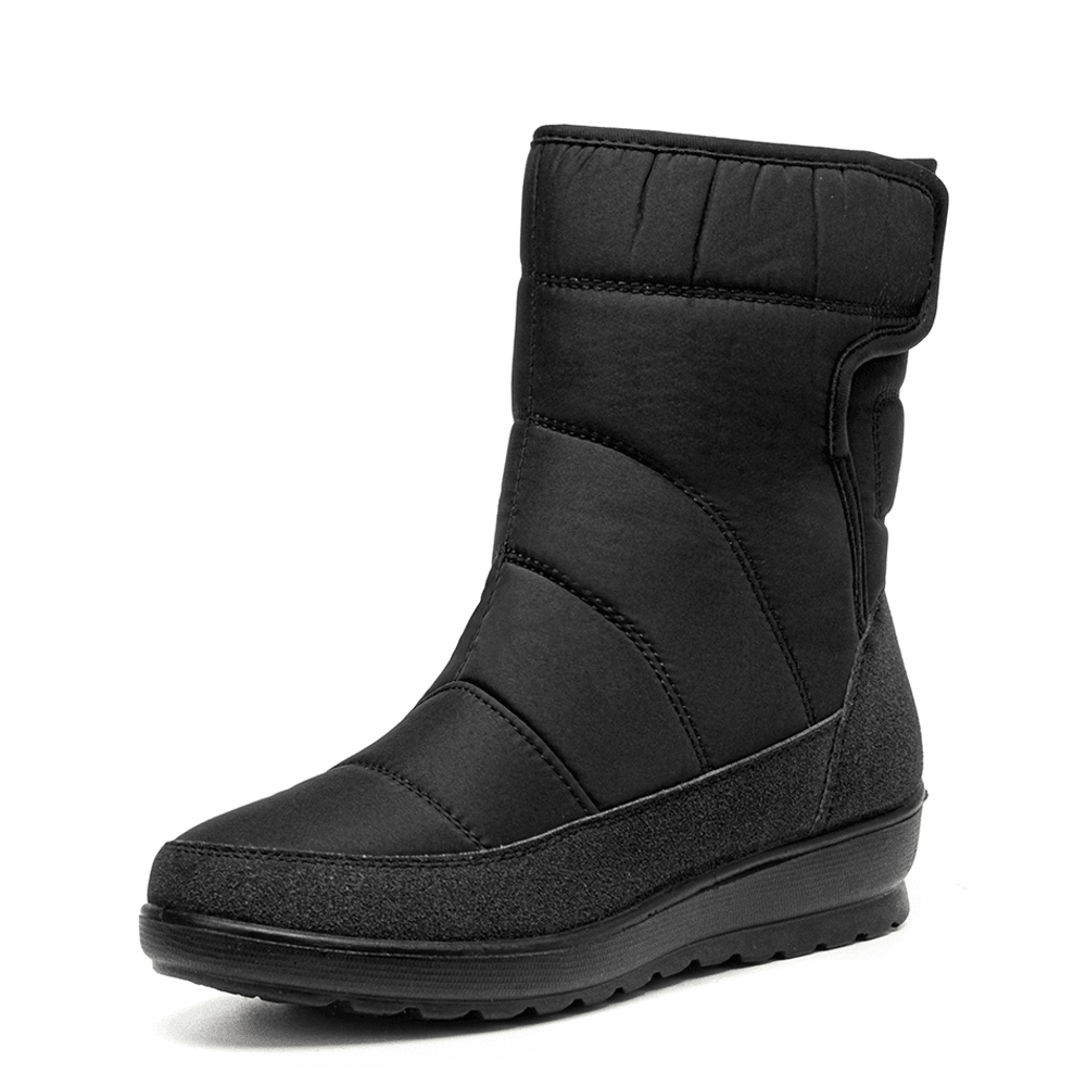 Women Casual Warm Lining Waterproof Hook Loop Short Calf Snow Boots - MRSLM