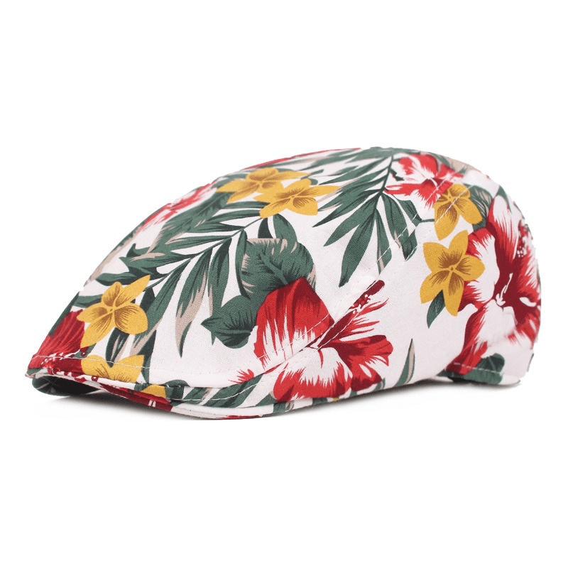 Unisex Flower Print Vogue Cotton Beret Hat