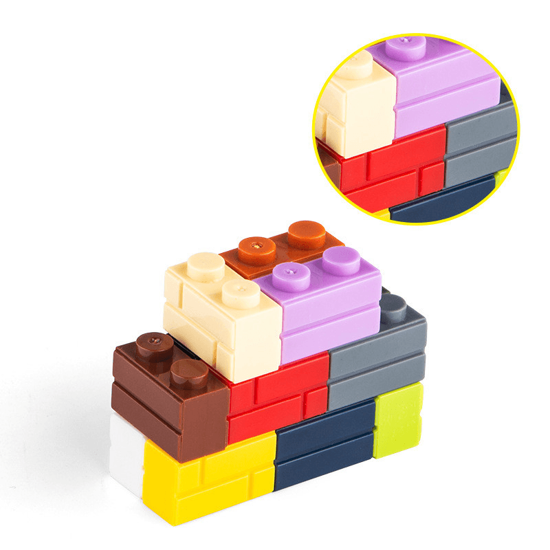 Small Particle High Brick 1X2 Grid Pattern City Wall Building Block