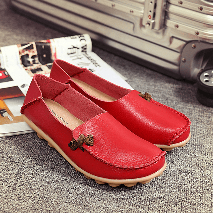 Large Size Soft Leather Multi-Way Flat Loafers for Women