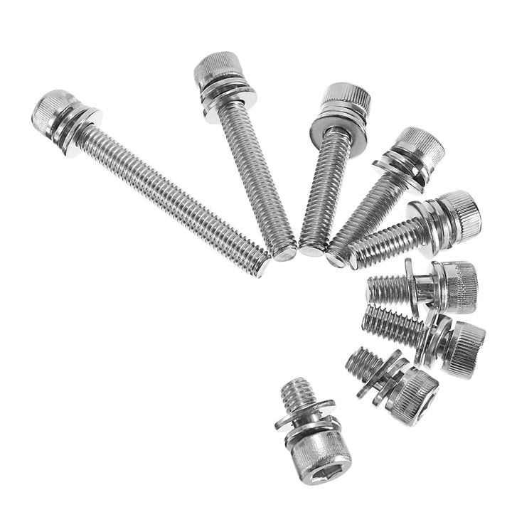 Suleve M6SH3 50Pcs M6 Hex Socket Knurled Cap Head Screw 304 Stainless Steel Bolt Assortment Set