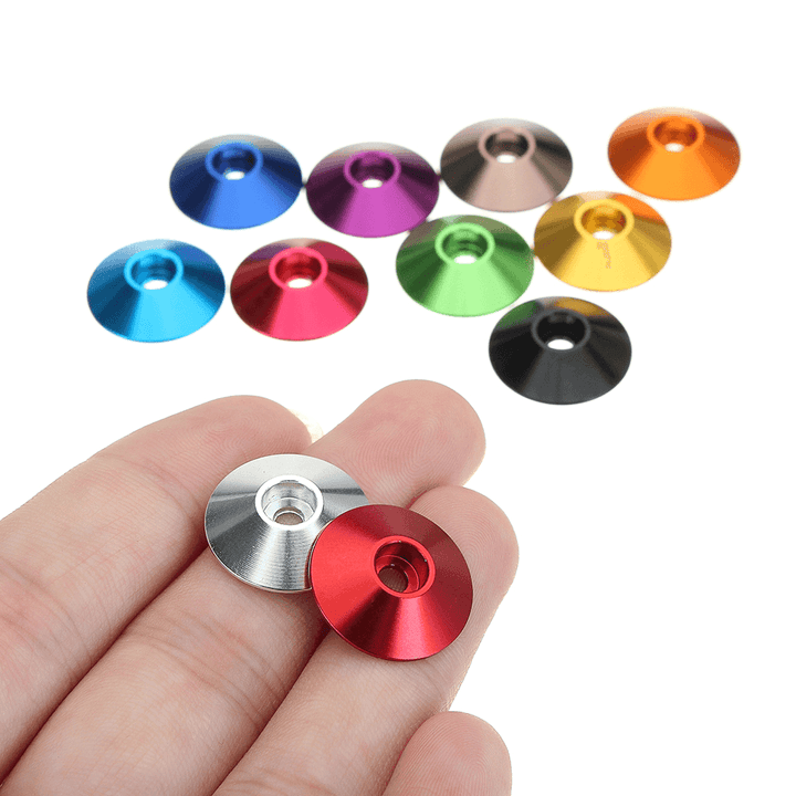 Suleve‚Ñ¢ M3AN10 10Pcs M3 Cap Head Screw Cup Washer Extra Large Gasket Aluminum Alloy Multicolor