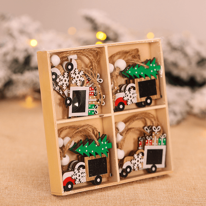 Cartoon Wooden Small Pendant Christmas Decorations