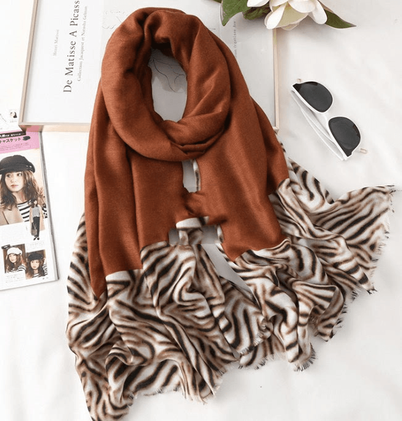 Men'S and Women'S Cotton Scarf Casual Leopard Print Long Gauze Scarf